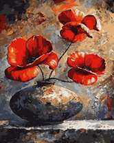 Три мака в круглой вазе