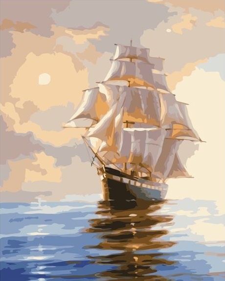 Картина по номерам 40x50 Одинокий корабль на воде