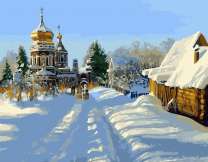 Утро в деревне после метели