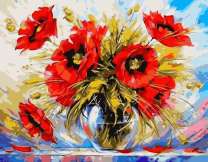 Разлапистый букет красных маков