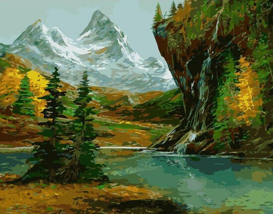 Картина по номерам 40x50 Горный пейзаж в красках осени