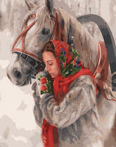 Русская девушка с лошадьми