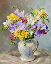 Кувшин с букетом нежных астрамелий