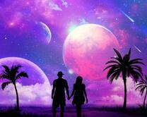 Пара под звездопадом на острове