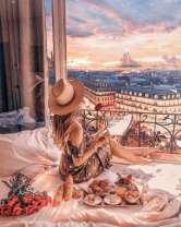 Романтический завтрак на балконе Парижа