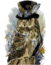 Филин в стимпанковском наряде