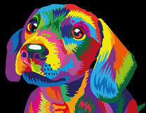 Яркий щеночек в стиле поп-арт