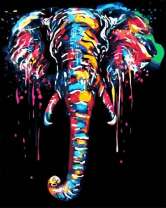 Портрет большого слона в ярких красках