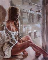 Скучающая девушка у окна