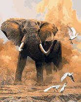 Большой слон и аисты