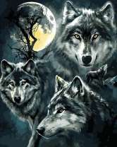 Серые волки под полной луной