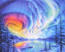 Северное сияние над замерзшим озером