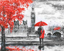 Прогулка под зонтом по осеннему Лондону