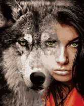 Большая волчица и девушка