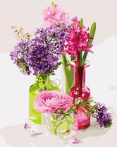 Букеты с гиацинтов, сирени и пионов