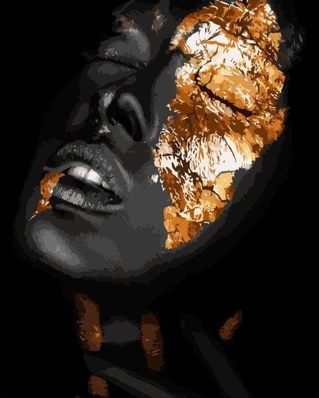 Картина по номерам 40x50 Девушка с маской из золота