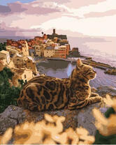 Красивый котик на фоне моря