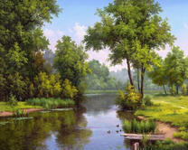 Прекрасный летний пейзаж на реке