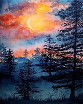 Лунная ночь над елями