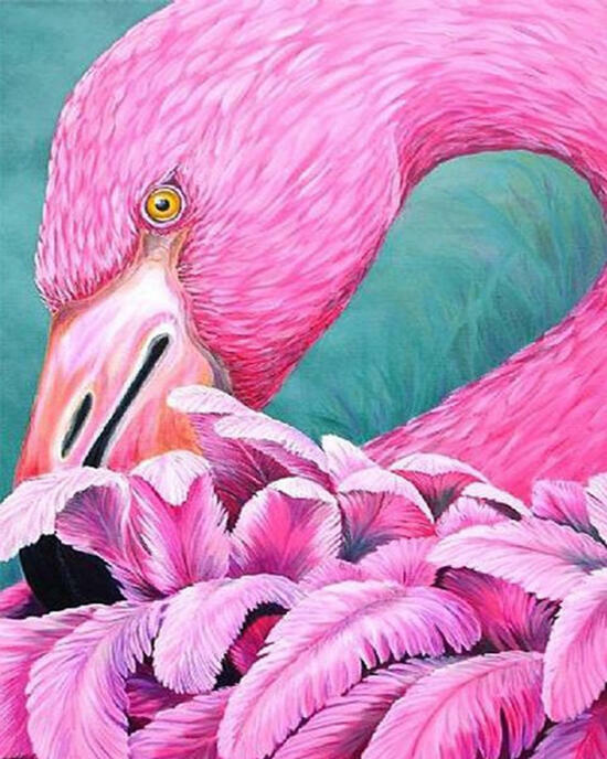 Картина по номерам 40x50 Милый розовый фламинго