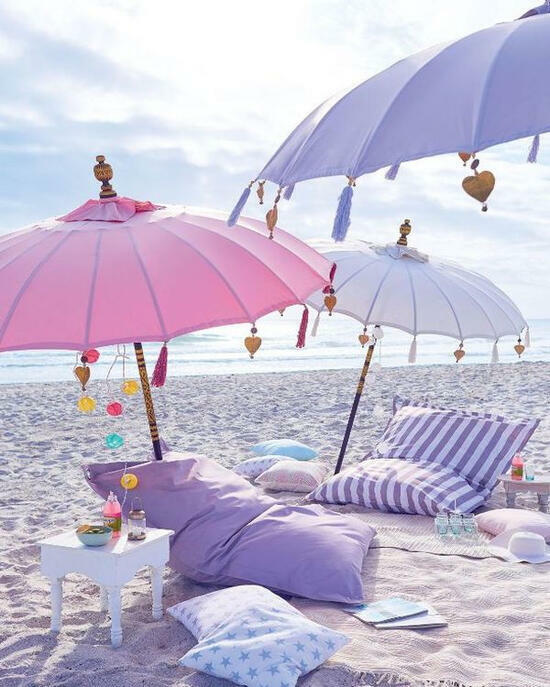 Картина по номерам 40x50 Нежные зонтики на песчаном пляже