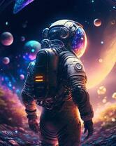 Космонавт на фоне ошеломляющего вида