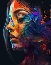 Яркий портрет девушки в красках