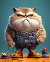 Круглый и злой котейка