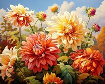 Яркие красивые цветы солнечным днем