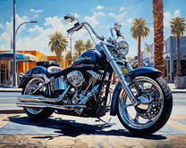 Черный харлей в центре города