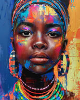 Потртрет темнокожей девушки в ярких красках