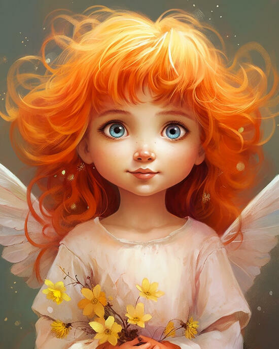 Картина по номерам 40x50 Рыжая девушка с крыльями