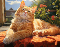 Довольный рыжий кот  (худ. Яковец Е.)