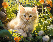 Рыжий котенок в цветах (худ. Яковец Е.)