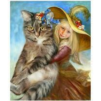 Милая девчушка с огромной кошкой