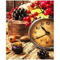 Часы и осенний натюрморт