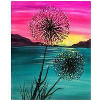 Одуванчики на фоне красивого заката