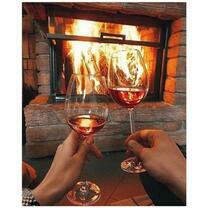 Бокалы вина у камина