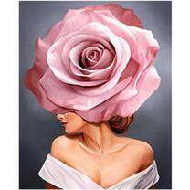 Картина по номерам без бренда «Девушка с розовой розой на голове»