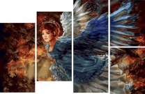 Рыжеволосый ангел с большими крыльями