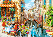 Красочное кафе у канала Венеции