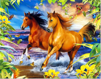 Лошадь и конь на берегу моря