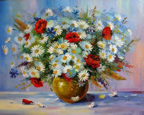 Летний ромашково-маковый букет