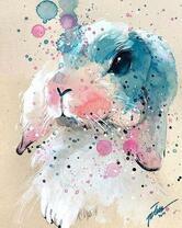 Вислоухий акварельный кролик