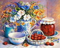 Варенье, ягоды и букетик