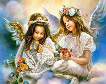 Девочки-ангелочки собирают букетики