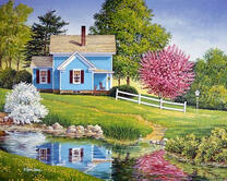 Голубой загородный домик