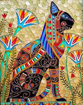 Абстрактный рисунок чёрной кошки