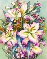 Большой букет лилий и альстромерий