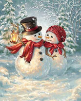 Влюбленная пара снеговиков